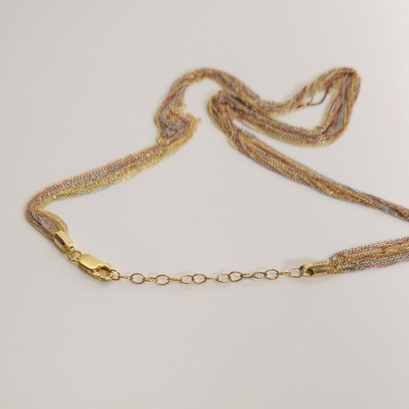 Necklace Multi Strands of Rose Gold, Yellow Gold & Sterling Silver - Picture 7 of 8